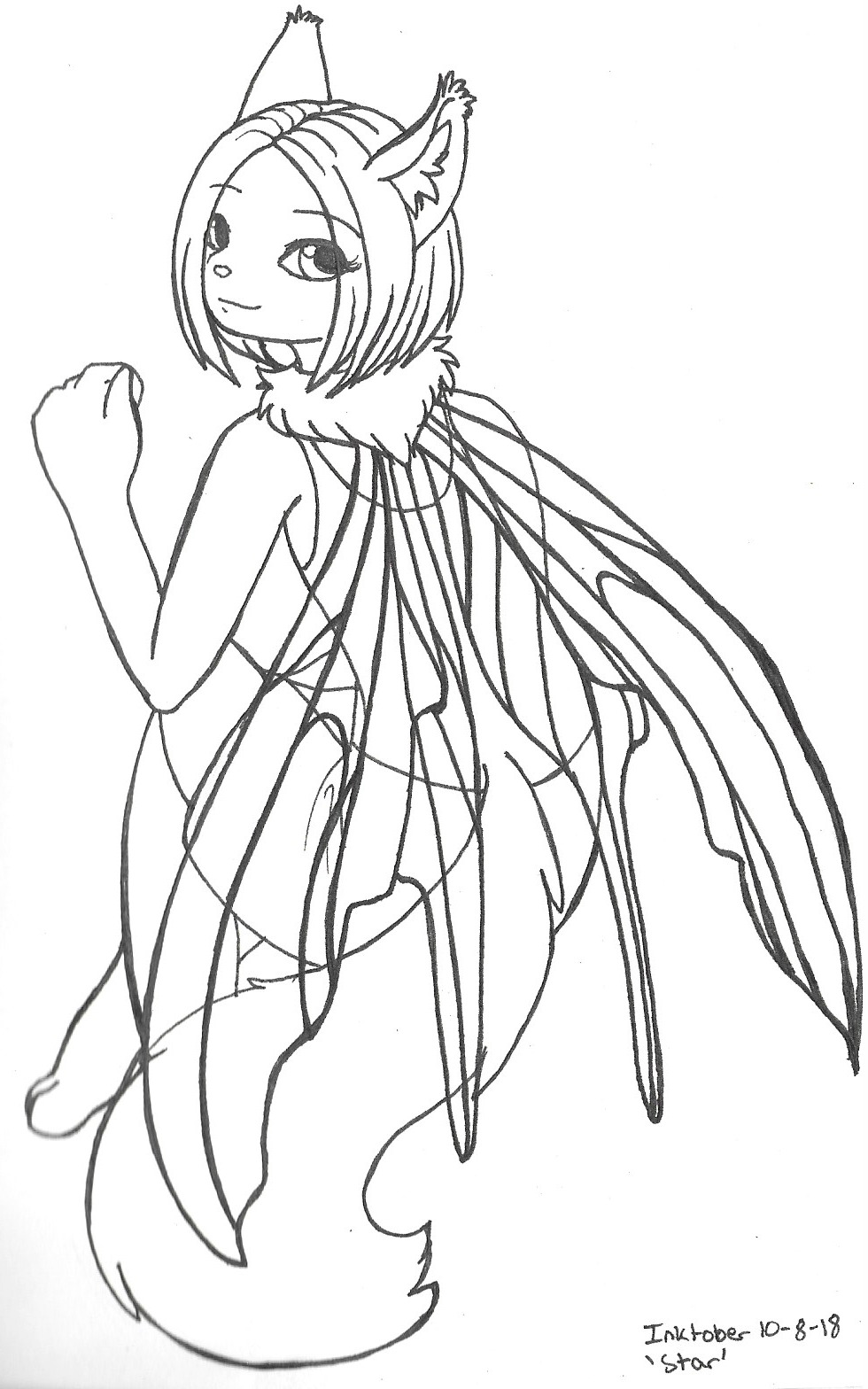 Inktober art of Ake with the prompt Star, before I started doing OC-tober. At the time, I had the idea that she could be a popular famous character. That idea didn't last long heh.