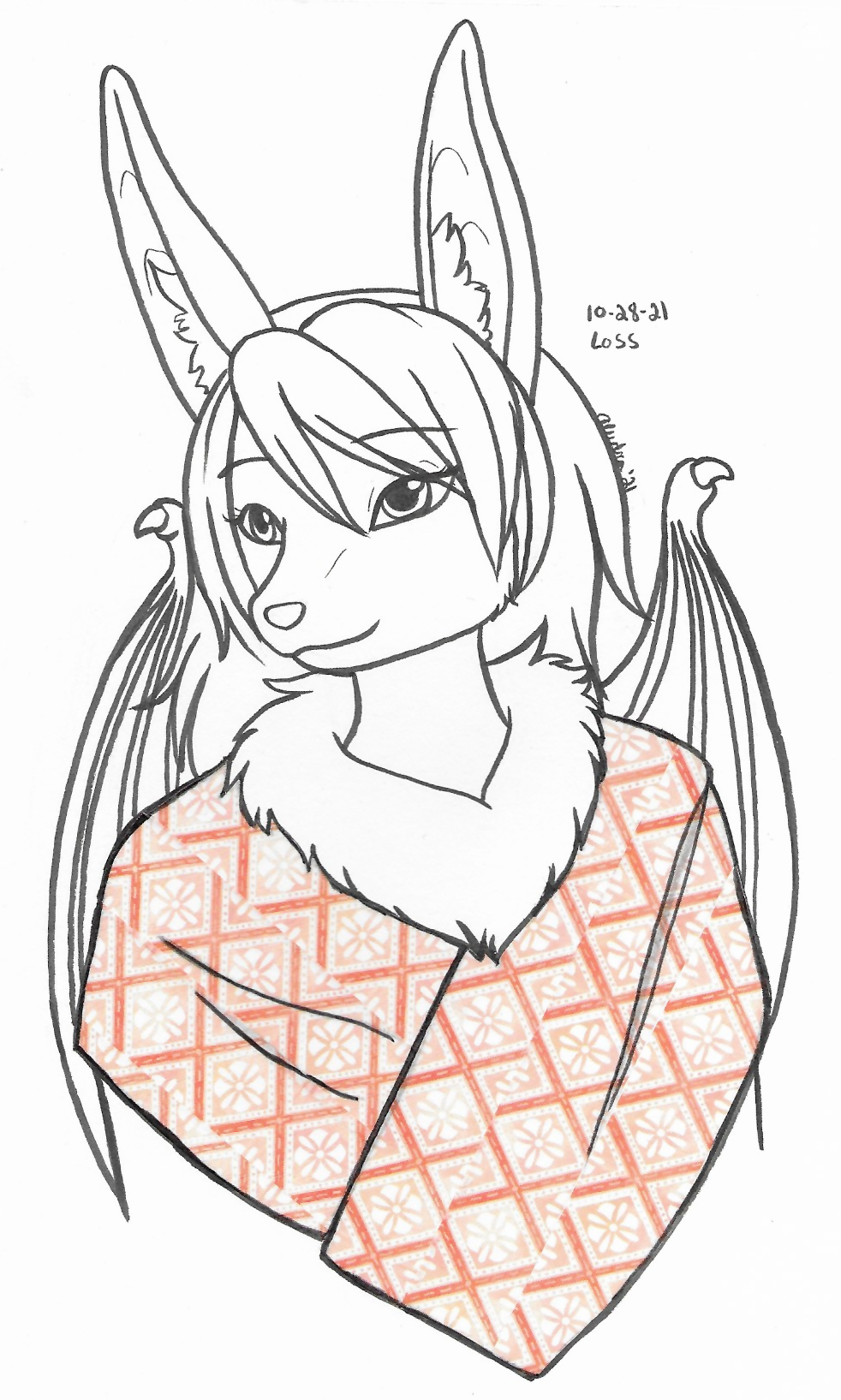 OC-tober art of Amarante with the prompt Loss. Picked because she's associated with death and sacrifice. I finally gave her an anthro design, though it was last minute, so I only ended up with a design for her head really.