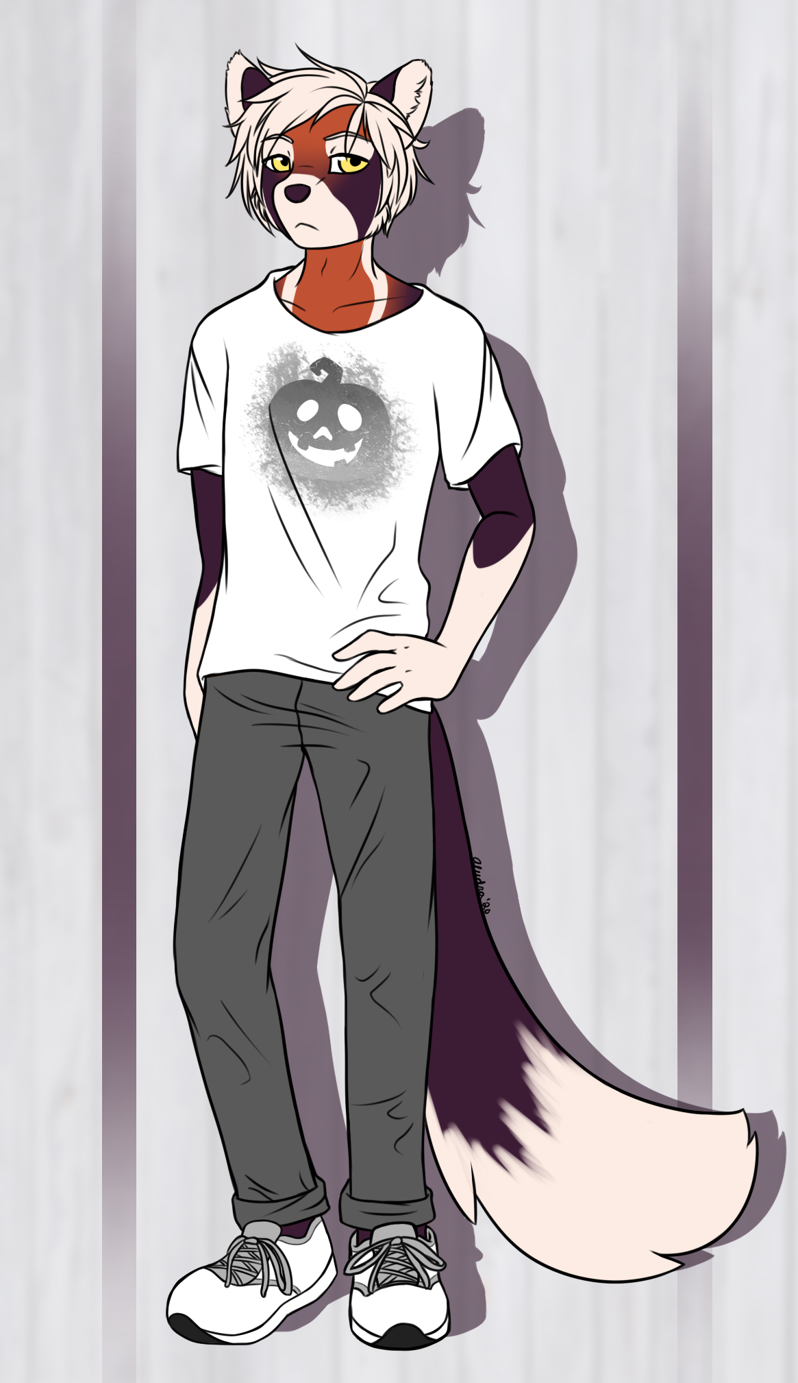 Artemy's first fullbody drawing. I'm glad he can pull off monochrome clothing so well, since it matches his more spooky aesthetic.