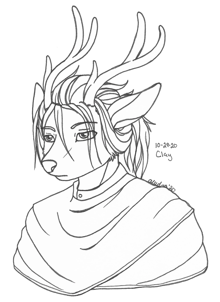 OC-tober art of Axis with the prompt Clay. When I imagine his element, it's always the more... gritty side of earth. Bark, tree trunks, dirt, stone, so that's why he came to mind for this prompt.