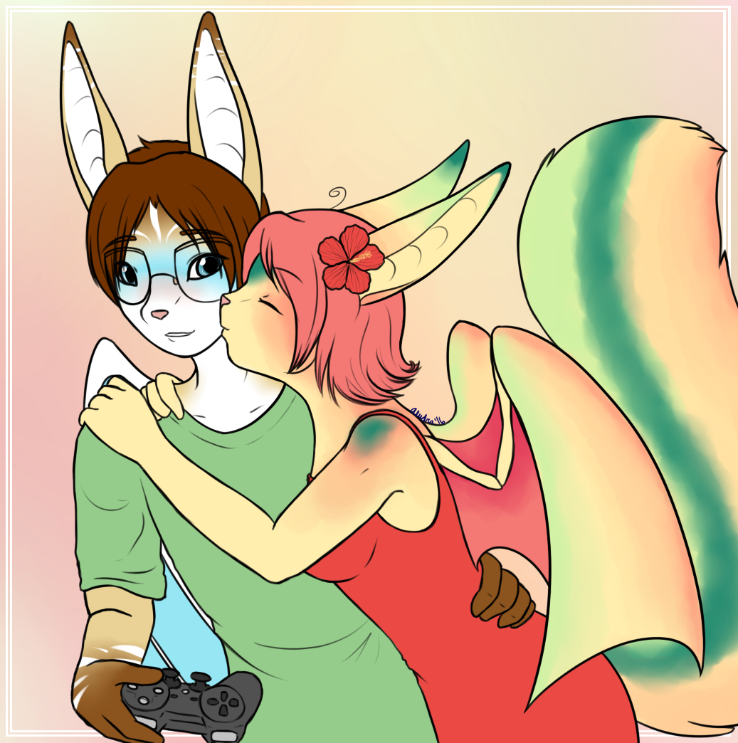 Bijou sneaking Todd a quick cheek kiss. She's very affectionate, and I imagine she waited quite a while to have him to herself.