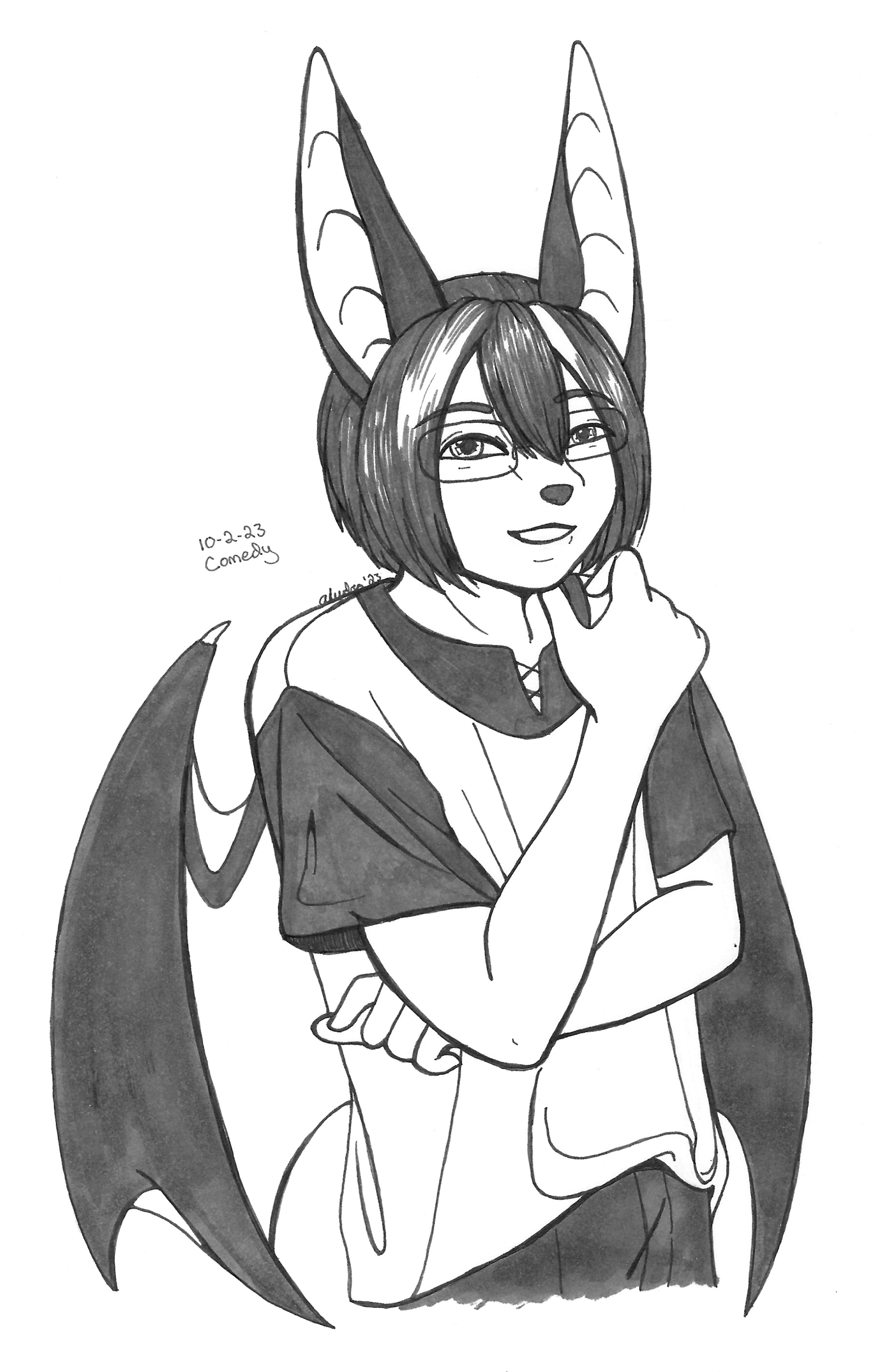 OC-tober art of Brice, with the prompt Comedy. I'm sure he thinks of himself as a humorous person, but he's more like the comic relief side character in a story.