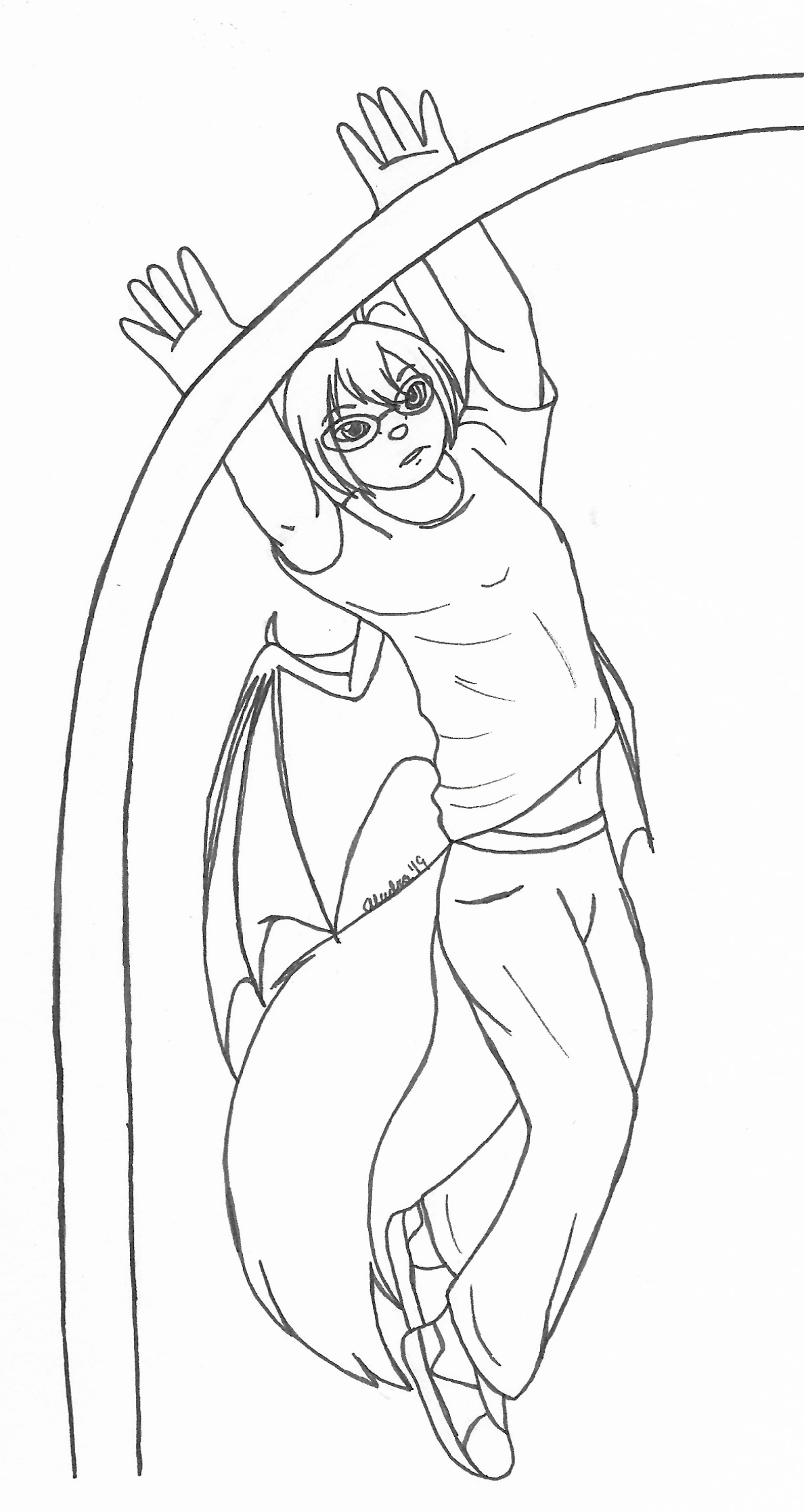 OC-tober art of Brice, with the prompt Swing. He immediately came to mind since I have him doing parkour. I think his wings might hinder his aerodynamics, but it's what he chooses to do.