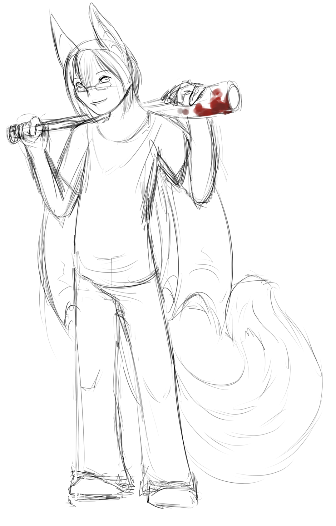 Super old concept art of Brice, back when zombie media was more popular. Despite the baseball bat, I don't think he'd hurt a fly.