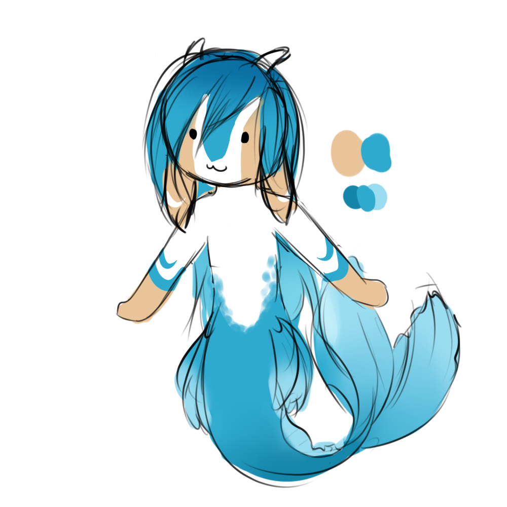 Scribble concept art of Cerulean, testing out how well her color balance works with her mermaid form.