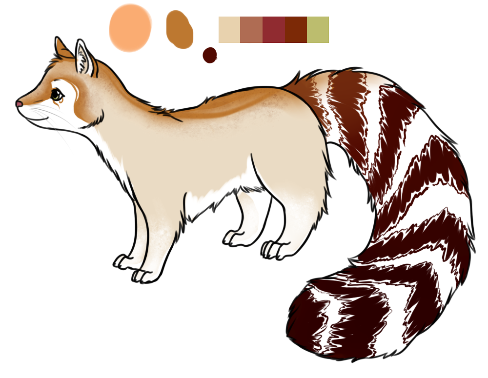At the time I was making color references on self-made quad bases. Ringtail cats are surprisingly uncommon to see as a character despite how cute they are.