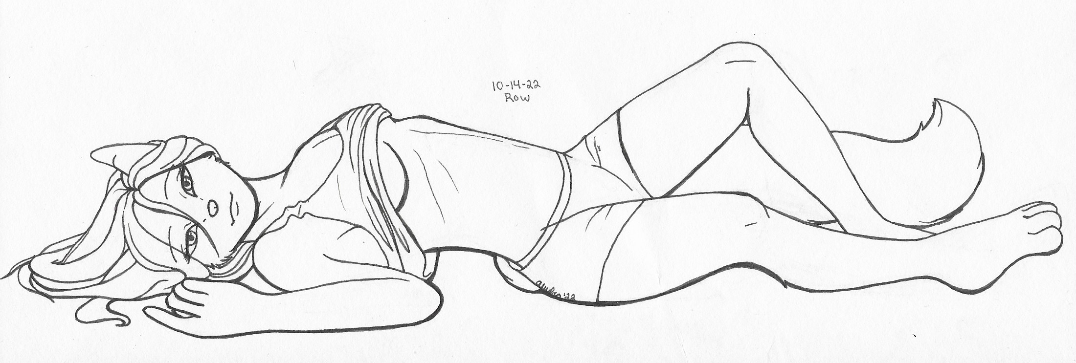 OC-tober art of Claire, with the prompt Row. I took this prompt as a horizontal pose, in a 'row' if you will. Claire being one of my more sultry characters fit this idea well.
