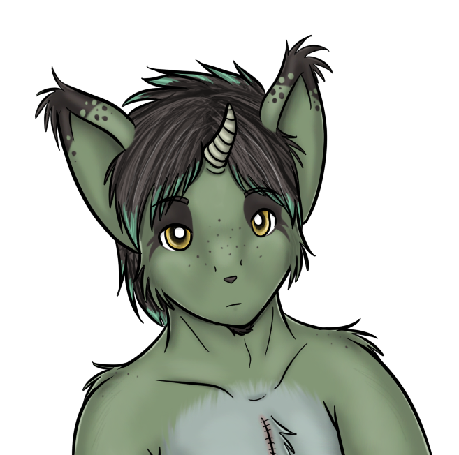 Clerval's first finished art. His design was heavily based on the graveyard demi from Subeta at the time.