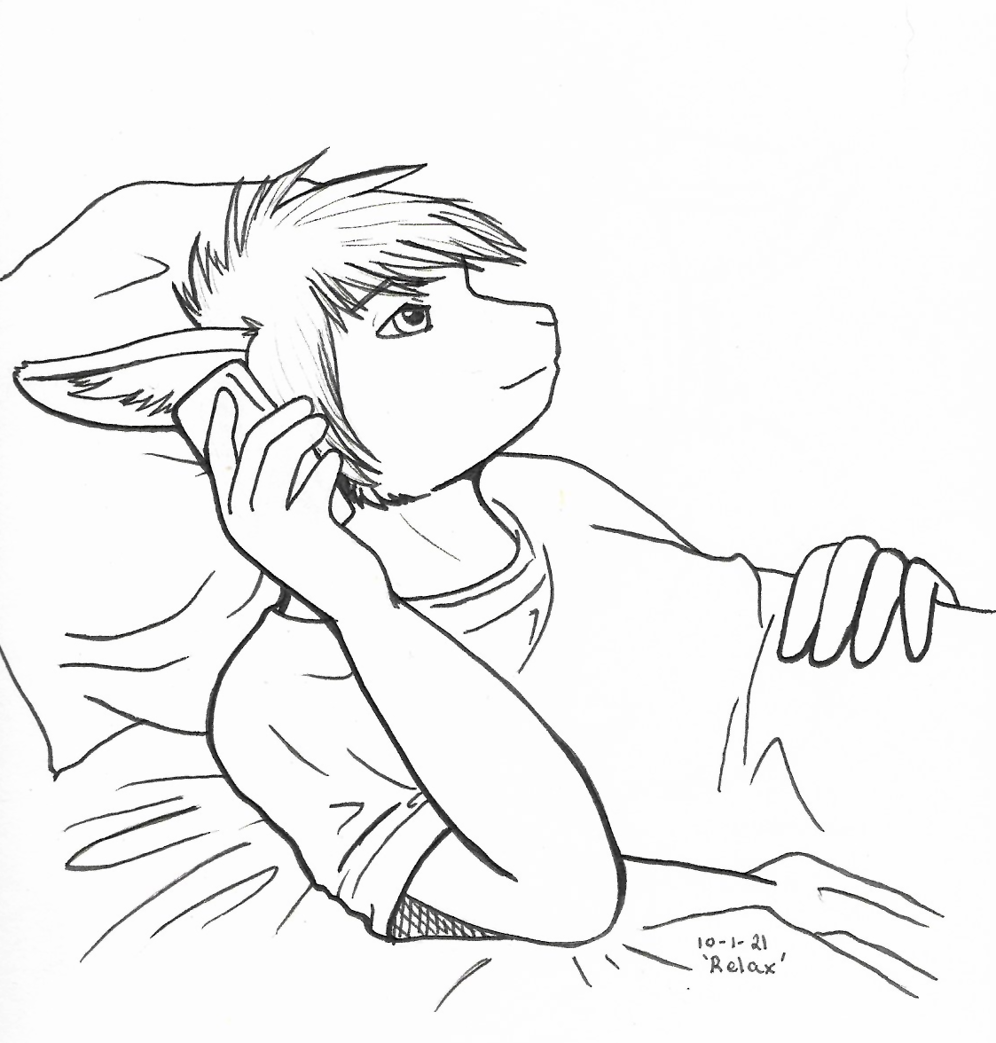 An OC-tober drawing, with Clintz relaxing on the phone as Sigh rambles on. He's more of a listener than a talker.