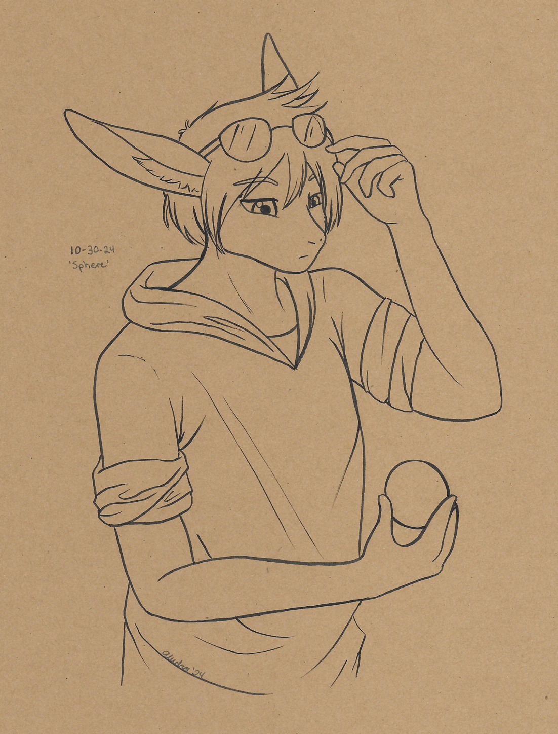 OC-tober art of Clintz with the prompt Sphere. Since he's gonna be doing lampworking, I imagine he'll start off making marbles. Perfect prompt for him.