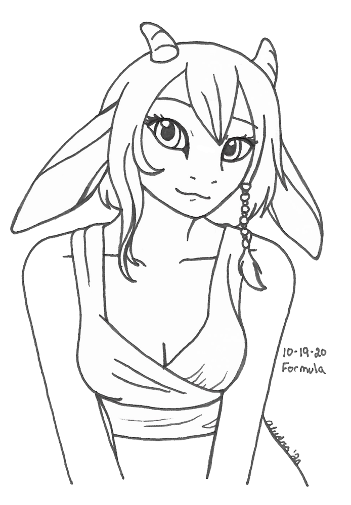 OC-tober art of Clover, with the prompt Formula. Concocting potions is basically creating a formula yeah? So she came to mind first.