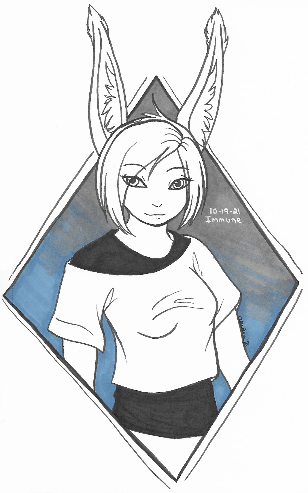 OC-tober art of Coda, with the prompt Immune. Immune was immediately thought of as a medical term for me, so with Coda's profession as a nurse, she was the first to come to mind.