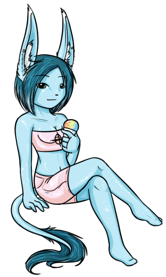 A chibi of Coda, enjoying a snowcone. Her theme of minimal clothing continues.