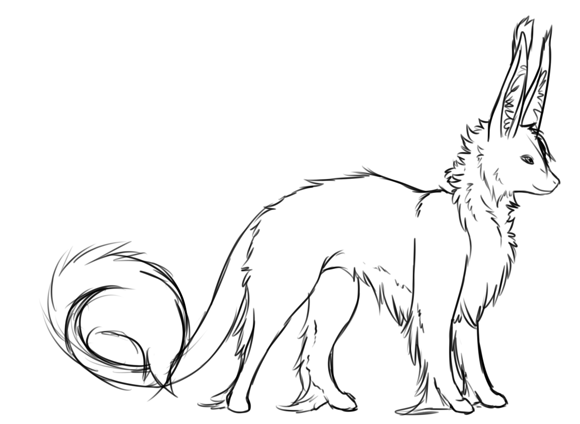 Another attempt at refining Coda's quad design, into a species. Something like a squirrel bunny dog thing, which is where the species Osrela comes from. Sleek and fuzzy with those big ears are what I was going for.