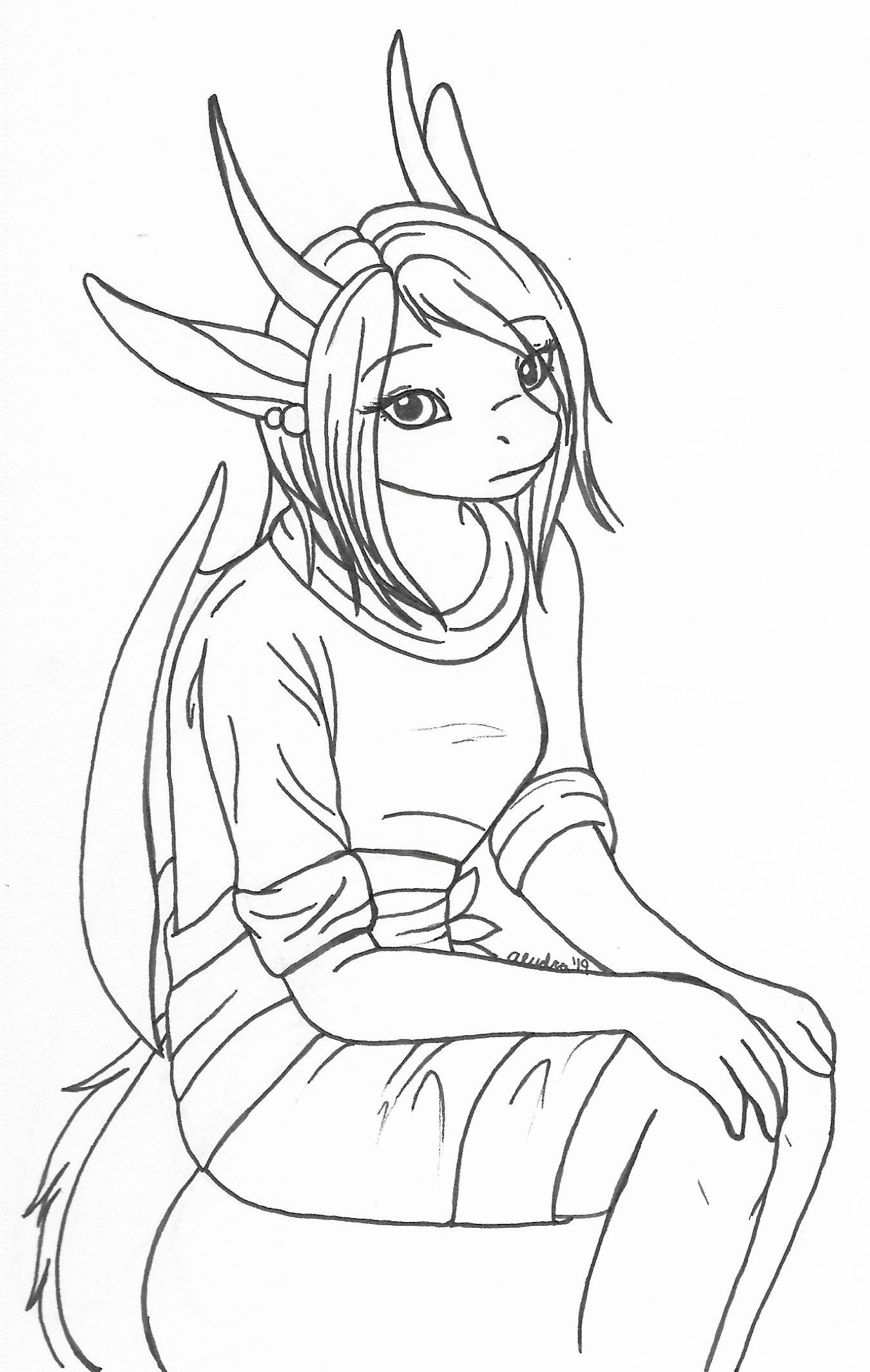 OC-tober art of Crimson, with the prompt Dragon. I hadn't drawn Crim in a really long time by this point, at least not an anthro version, so I quickly mashed together her previous anthro design with the quad dragon design.