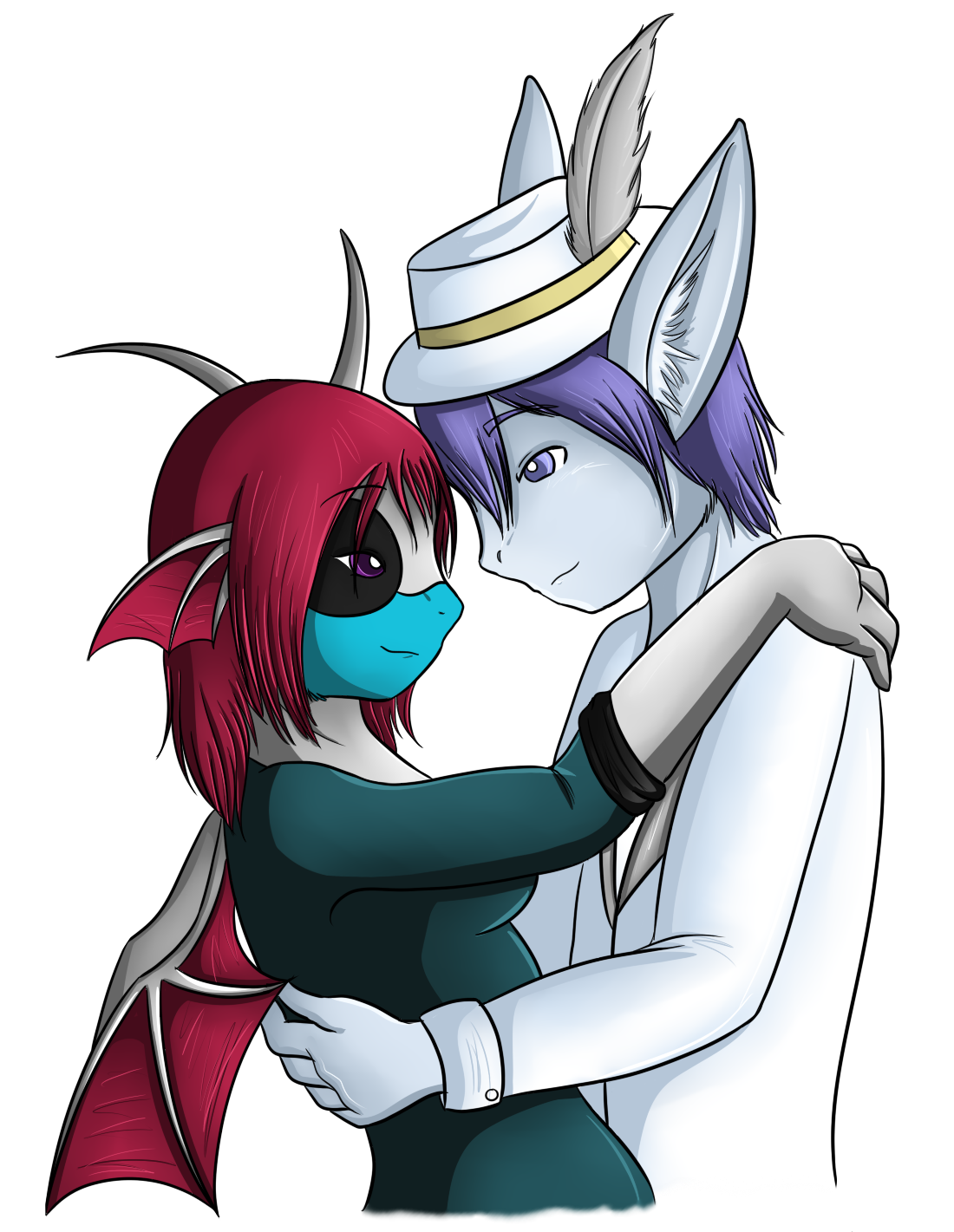 Crimson and her first ex, a rather dapper fellow. Things didn't work out as far as roleplaying goes, but this character was still very sweet to her.