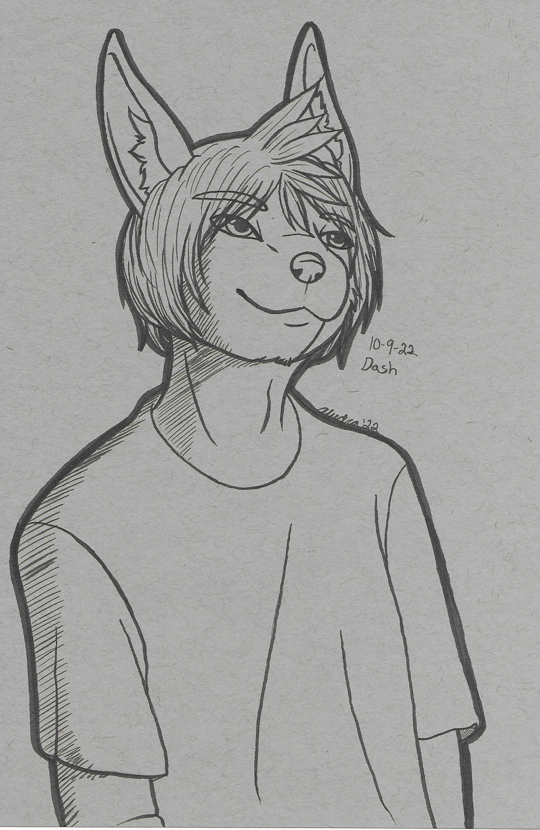OC-tober art of Dash, with the prompt Dash. I mean, how could I not pick him for this prompt. It's unfortunate that his face came out very wonky. Traditional art doesn't have that good ol undo button.