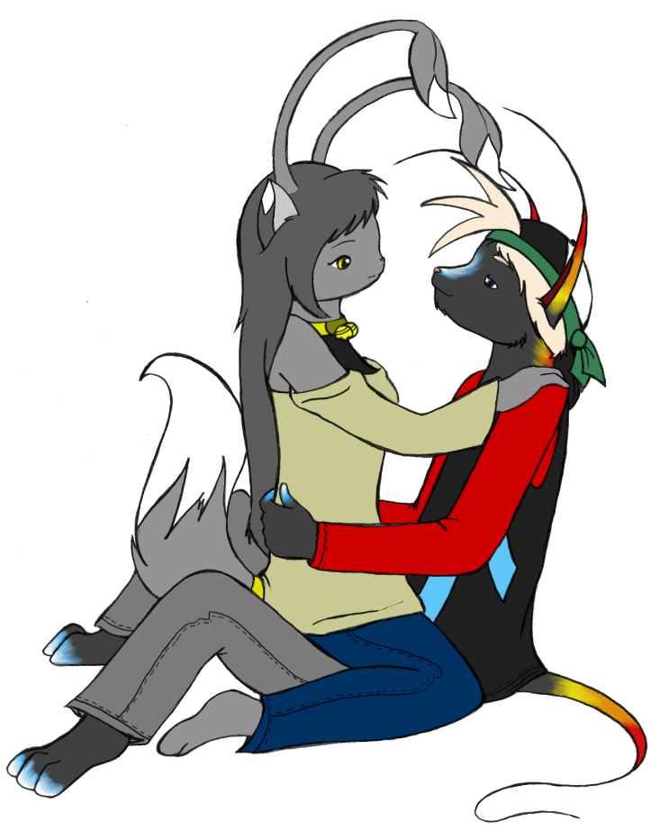Dash and one of his many exes. This one in particular is why he prefers dating cats. He ended up gaining an affinity for purring.
