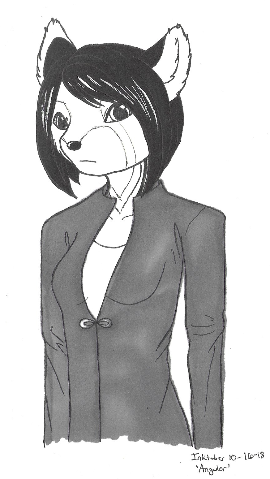 OC-tober art of Deck, with the prompt Angular. You know those suits with the really stiff, boxy shoulders? Yeah. I always imagine Deck rocking fancy suits.
