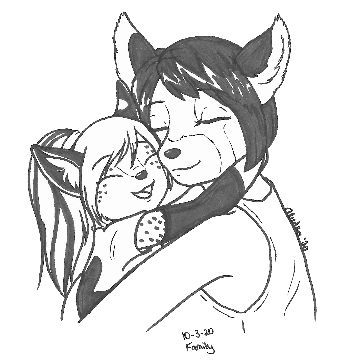 OC-tober art of Deck and Pique, with the prompt Family. I don't have many characters that could be considered a family, but Deck and her daughter definitely fit this prompt.