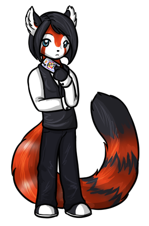 A chibi of Deck in her work uniform. Her tail is long, but it's definitely exaggerated here.
