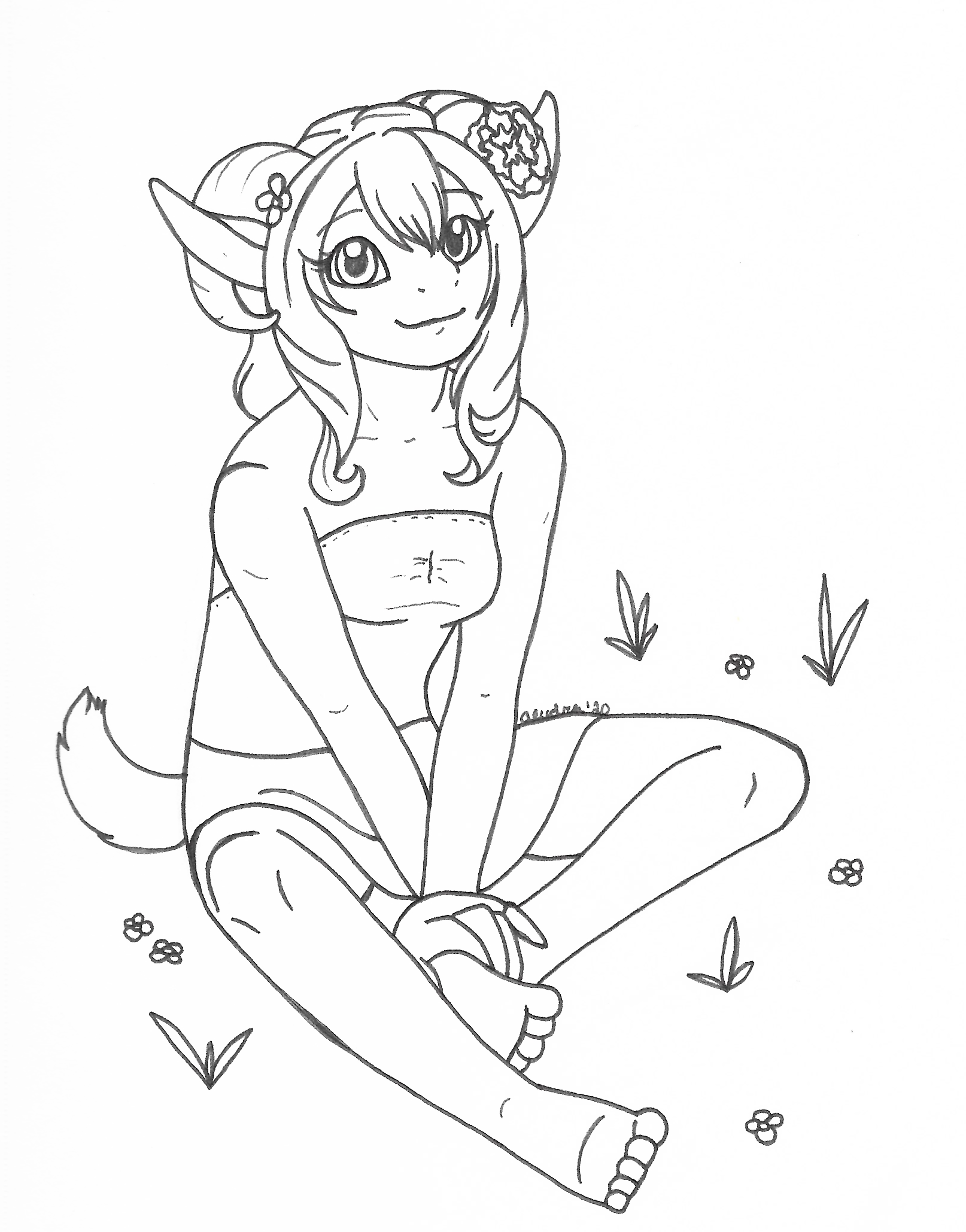 OC-tober art of Dia, with the prompt Garden. With her being a personification of plant life, how could I not draw her for this prompt.