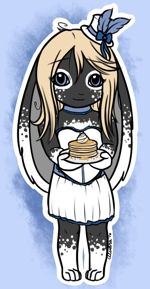 A chibi of Emcee, offering up some delicious pancakes. Exaggerating her ear length here was really fun to do.