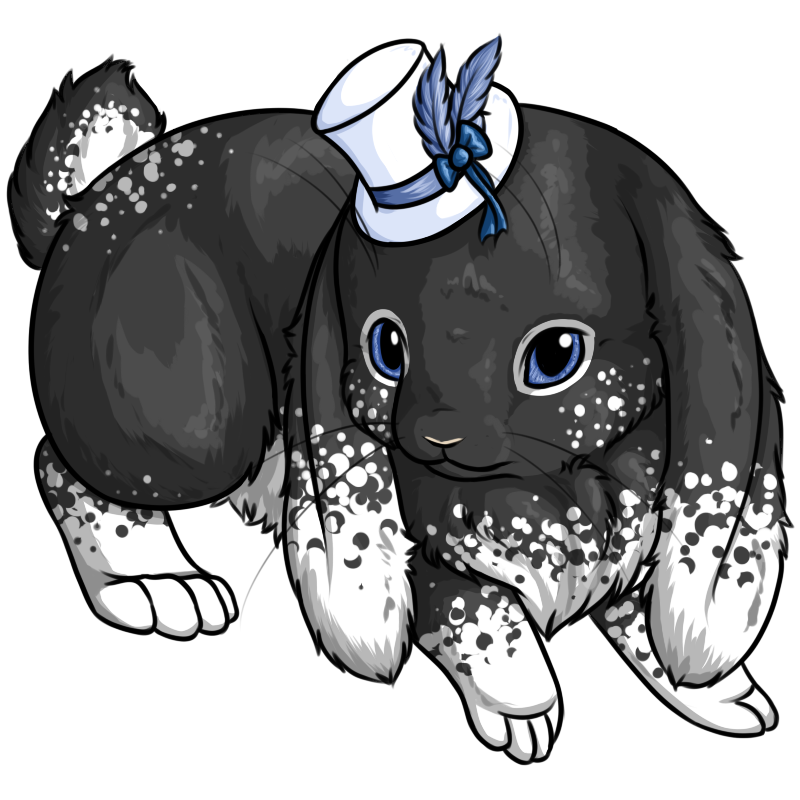 Emcee with a petsite overlay, a chonky little lop eared bunny. I did not understand how strange real life rabbit faces were to translate to anthro and cartoon form until I drew this.