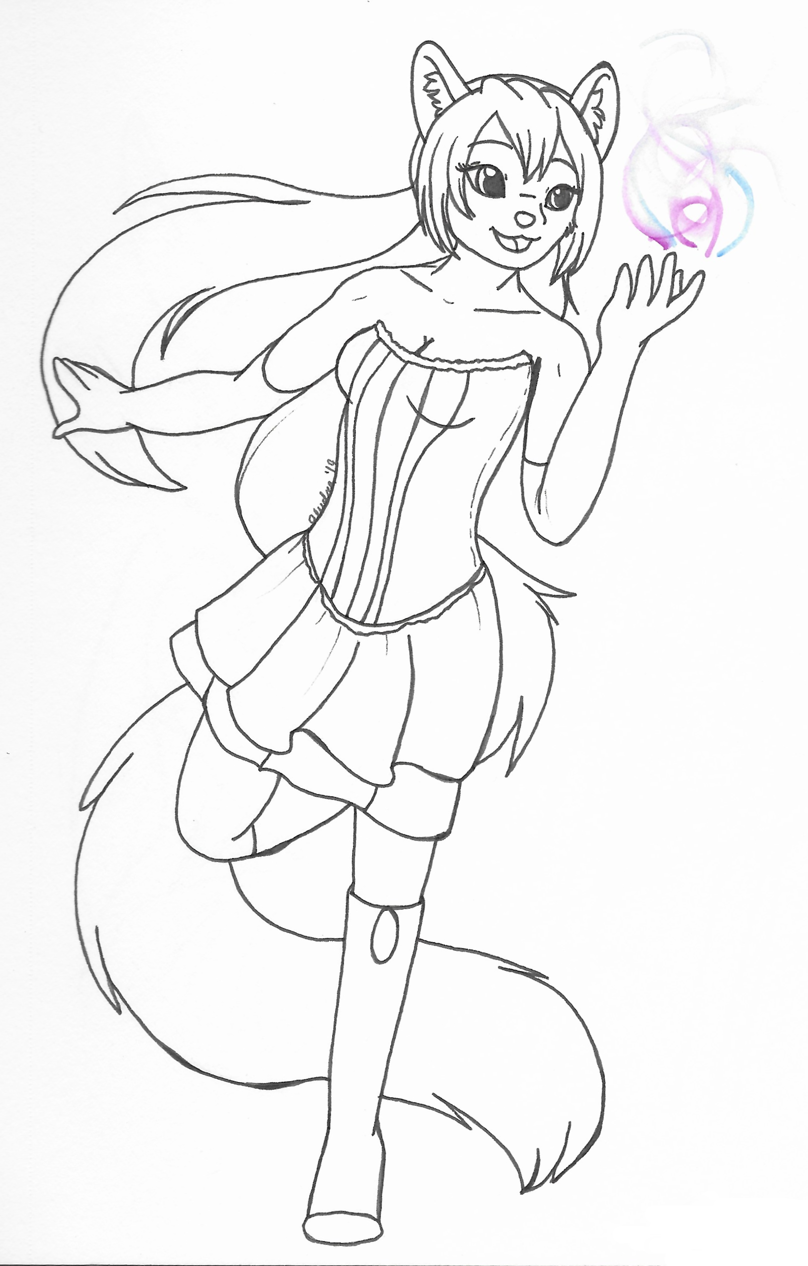 OC-tober art of Enigma, with the prompt Dizzy. Dizzy was associated with clumsy for me, so I picked my clumsy little magician. She's performing just fine here though.
