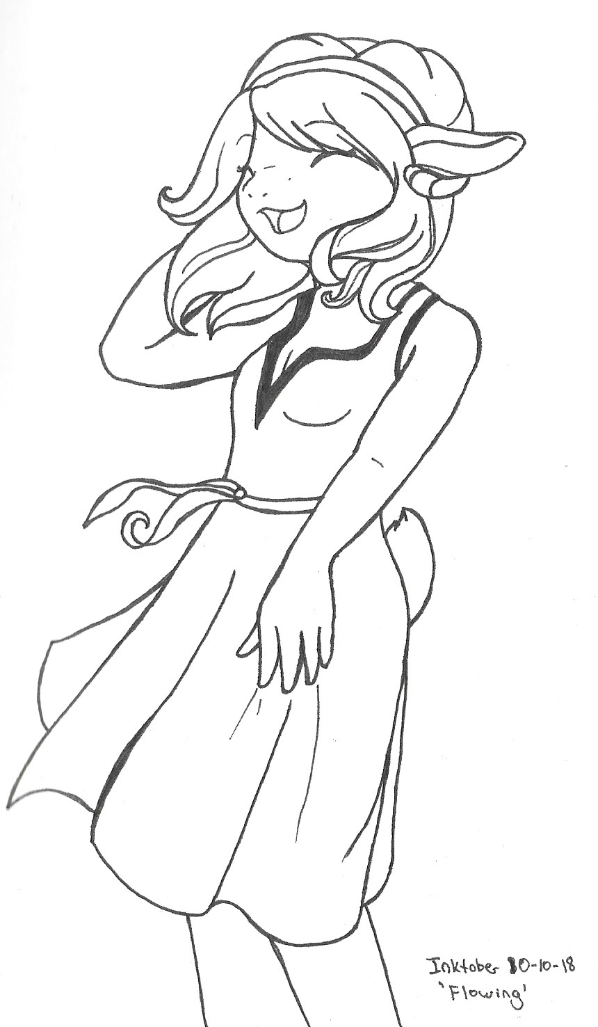 OC-tober art of Everest, with the prompt Flowing. Everest loves her dresses, and dresses flow!