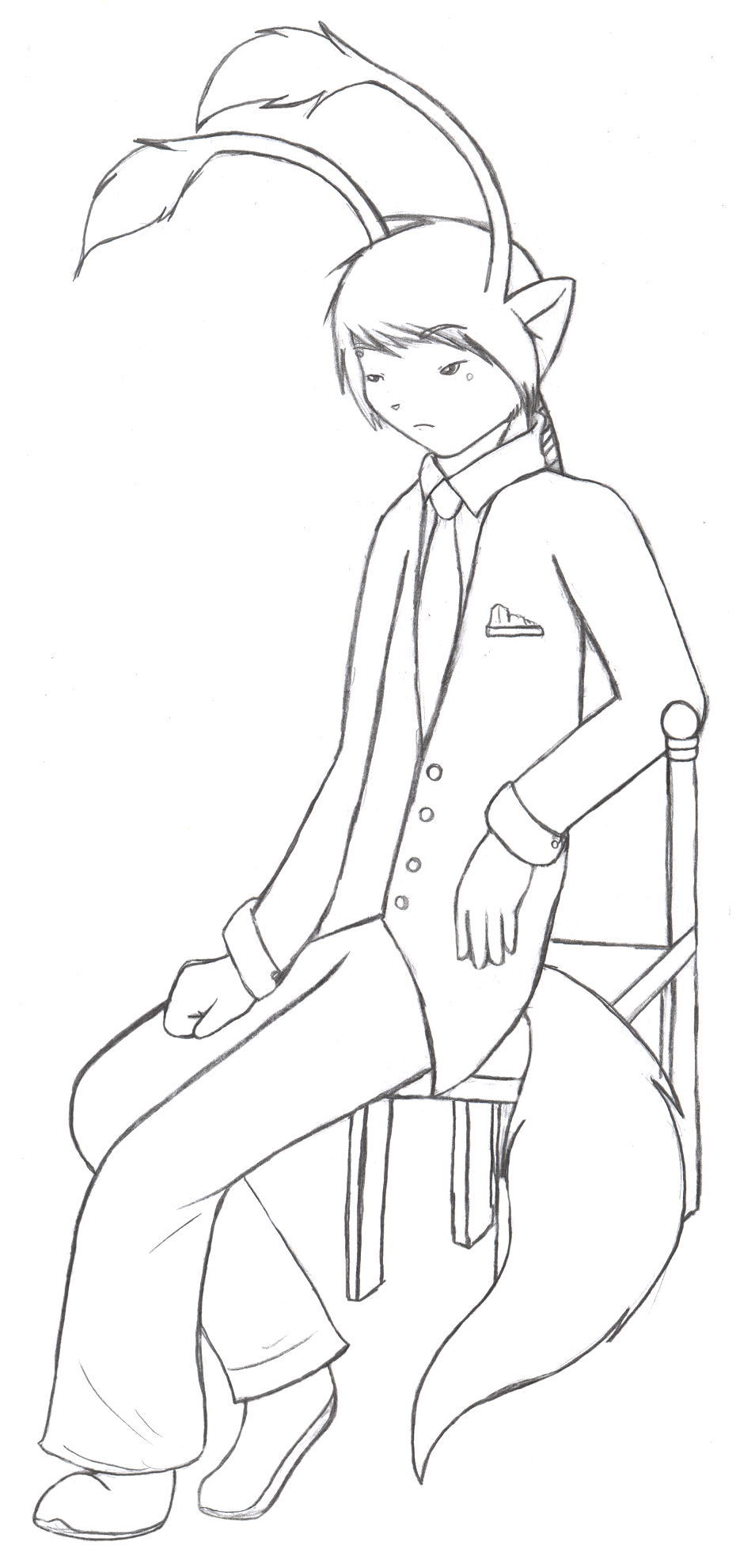 Fuse dressed up in a suit to attend a wedding. Absolutely was not his style, I'm sure it reminded him of commitment and settling down.