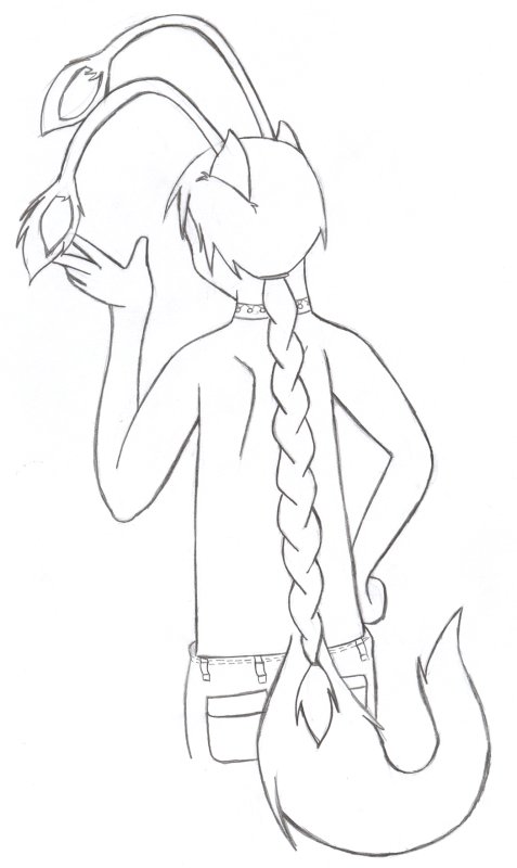 Fuse with his long hair unwrapped, but braided.