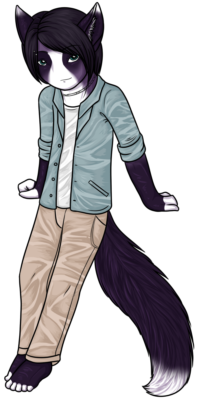 A chibi of Fuse with his newer design. Chibis were easier for me at the time, because they didn't have or need noses, so I didn't have to worry about giving him a design with a human face or not.