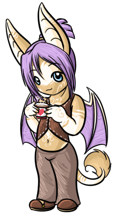 A chibi Hazyl enjoying some coffee. 