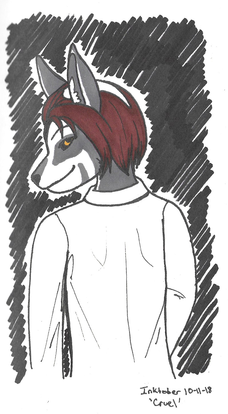 OC-tober art of Hit, with the prompt Cruel. Hit is possibly one of the cruelest characters I have, who went unpunished for his deeds for far too long.