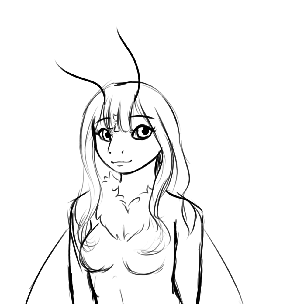 A rough sketch of Imari testing out how to translate a moth character to my style.
