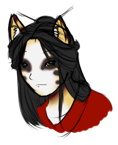 A colored headshot concept of Iro, during my era when I didn't know if I wanted to draw humans or anthros.