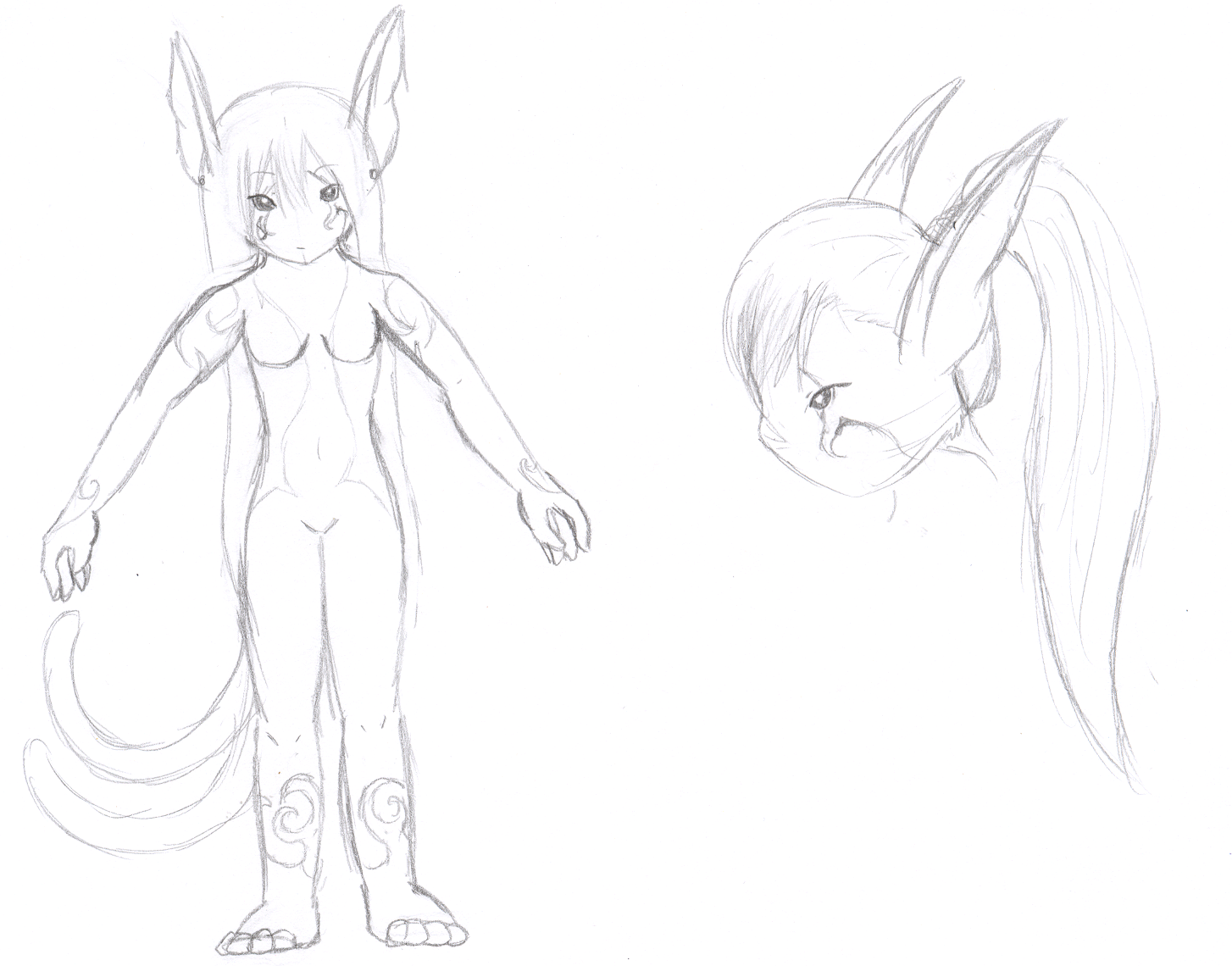 Content Warning: Non-sexual Nudity. More concepts of Ive, figuring out how I'd like to give her markings, and if she'd wear her hair up at any time.