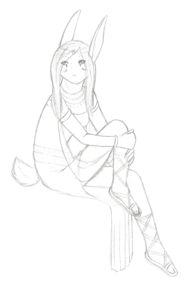 A pencil sketch of Jade in a pose I really liked.