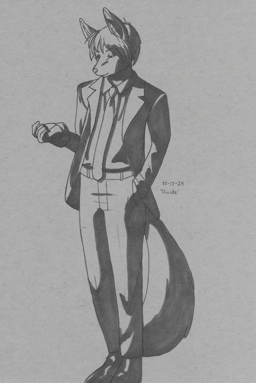 OC-tober art of Jester, with the prompt Divide. Jester is in a divide between being Maxwell's henchman, yet dating a girl from his enemy's side.