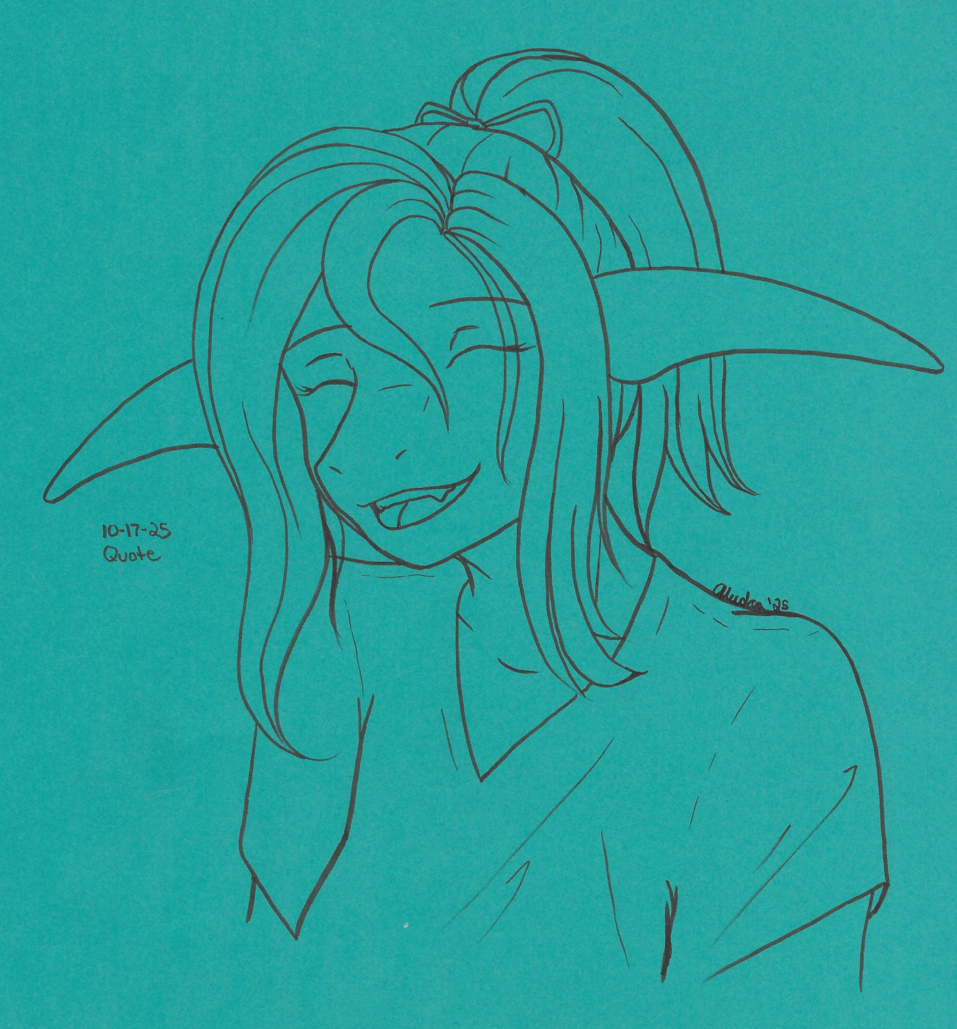 OC-tober art of Jetta, with the prompt Quote. Another prompt fitting Jetta with it being book themed. Experimented with her expression and tried to get her laughing.