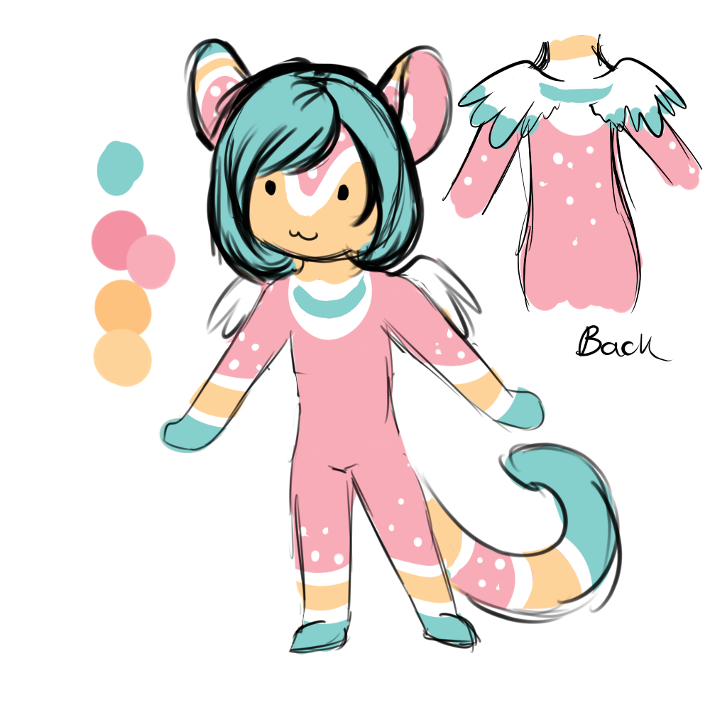 A scribbly concept of June with all her summery pastel markings. I'm glad I managed to find a balance for all her grapefruit colors.
