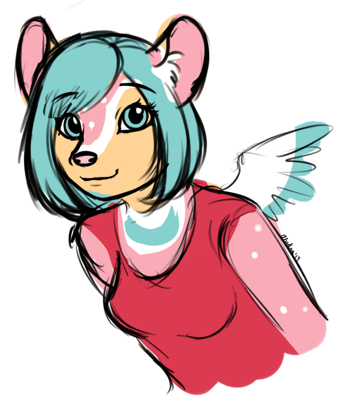 A quick sketch to make sure June's colors would work with her regular proportions.
