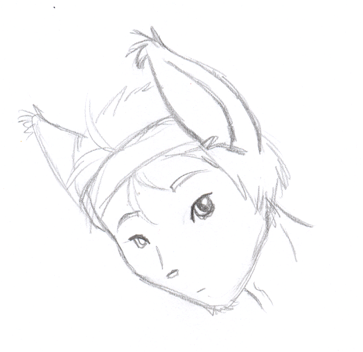 A quick headshot sketch of Kai's first design.