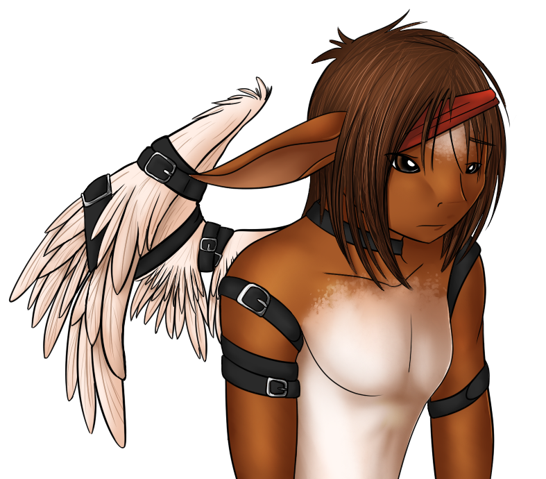 Kai's design shifted from a pirate to a very broken angel. With belts. Because belts were edgy right?