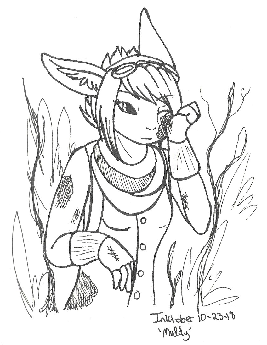 OC-tober art of Kite, with the prompt Muddy. With her being out in the wasteland, she's one of my few characters who would be wading through mud.