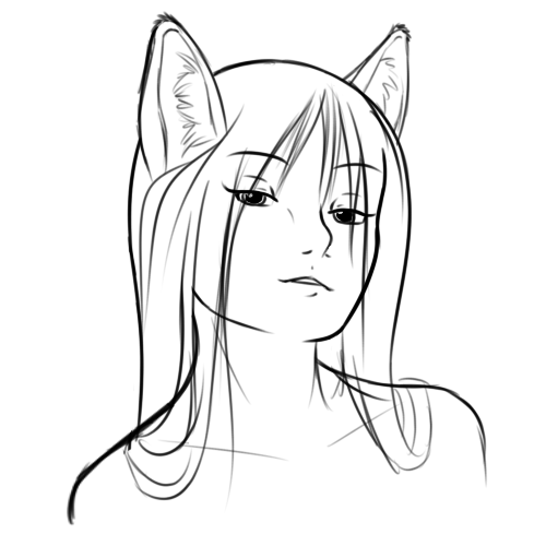 A headshot of Kitty, during a time when I didn't know if I would be drawing humans or anthros.