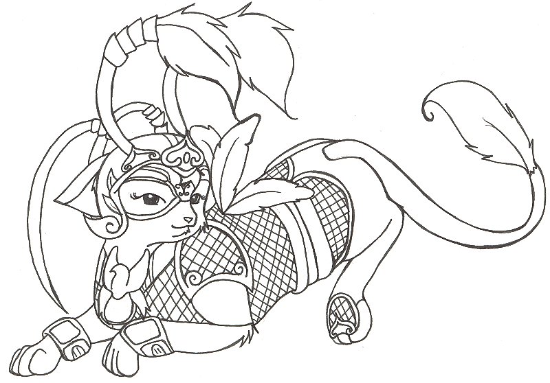 Kitty's old design whenever Neopets came out with clothing for pets. I ended up finding a dancer outfit for her that I favored.
