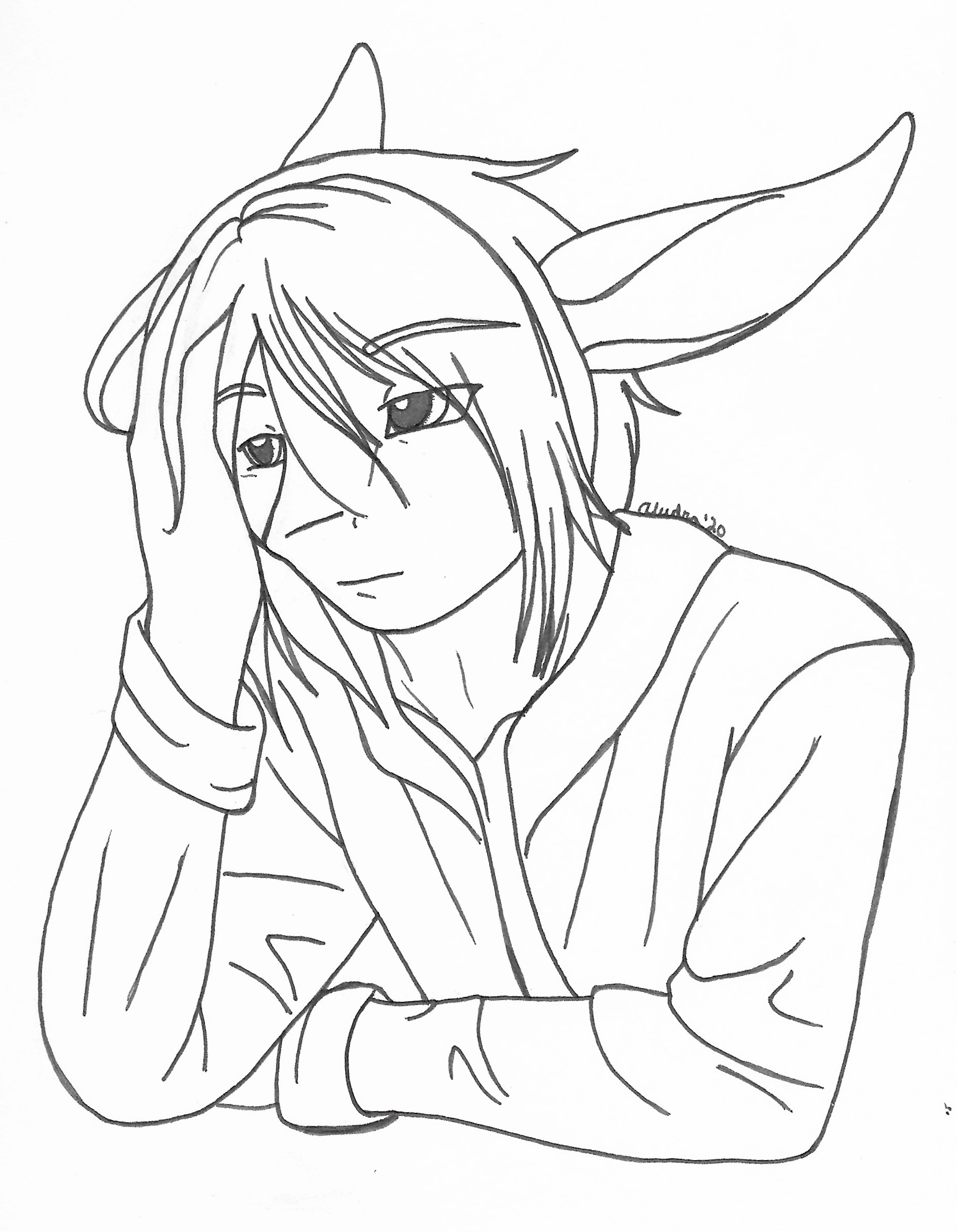 OC-tober art of Knives, with the prompt Disheveled. Anytime I hear that word, which isn't often, I think of Knives. A god, mentally and physically worn down by his duties, his battles, existence in general. I still don't feel like I gave his design justice, but I tried regardless.