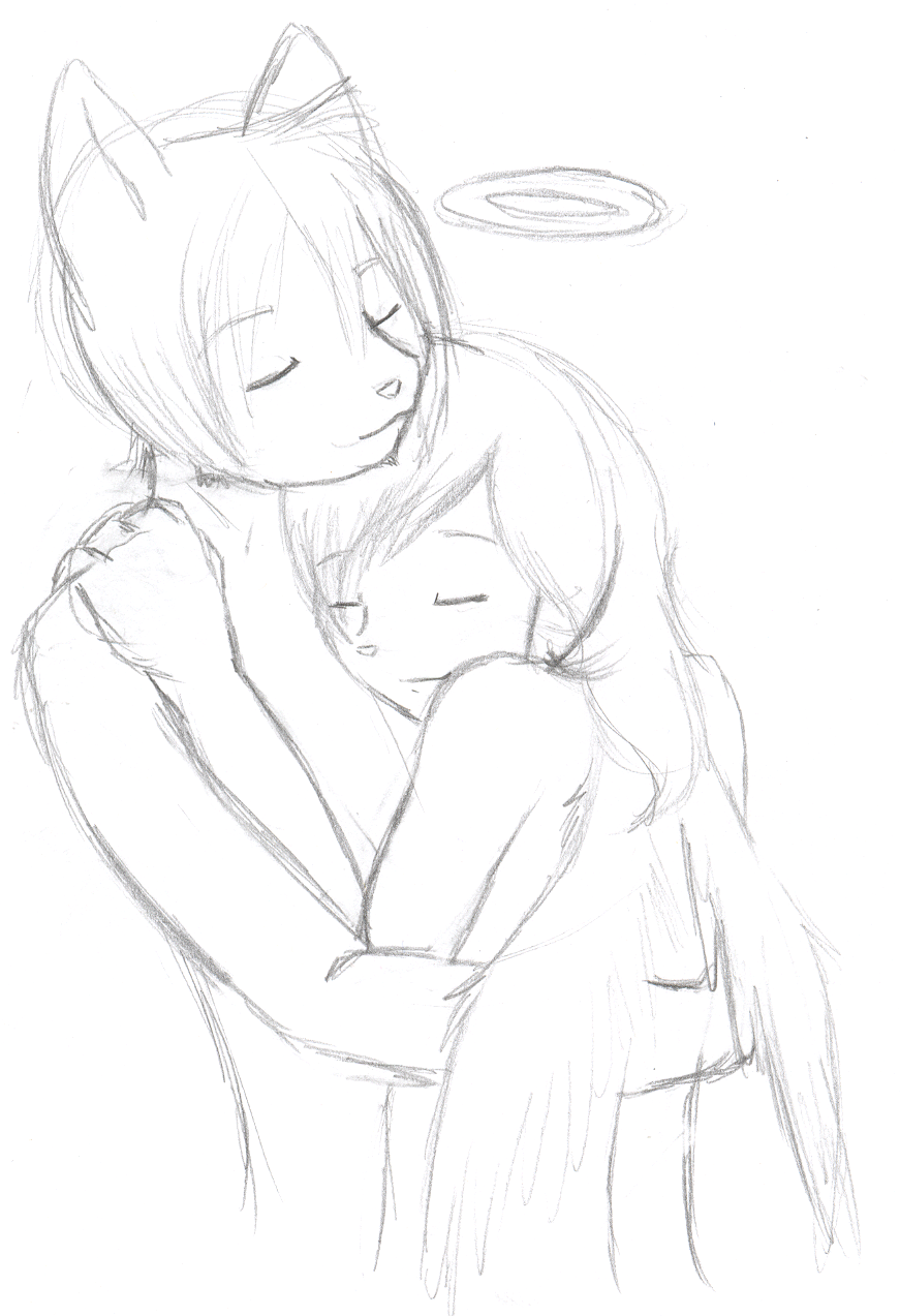 Kodiak and his first ex being all cuddly. This was around the time I shifted his personality to be more fun to roleplay.